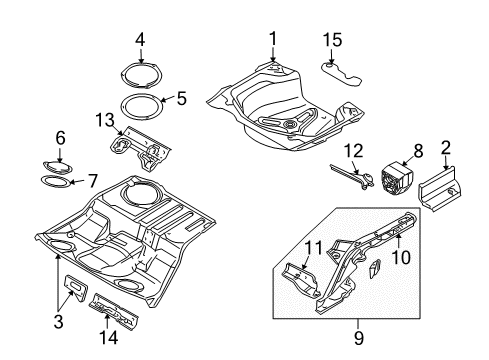 2008 Audi S4 Rear Floor & Rails Diagram 3