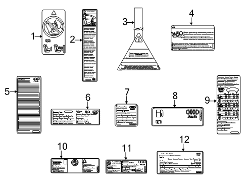 2010 Audi S5 Air Bag Label Diagram for 1H0-010-076-E