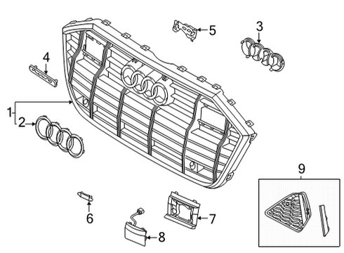 2025 Audi RS6 Avant Grille & Components Diagram