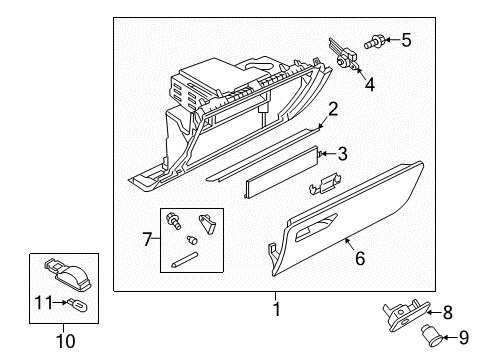 2015 Audi A3 Quattro Glove Box Assembly Diagram for 8V5-880-302-A-BC5