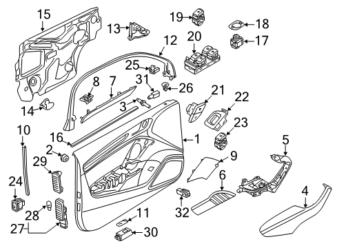 2016 Audi A3 Sportback e-tron Interior Trim - Front Door Diagram