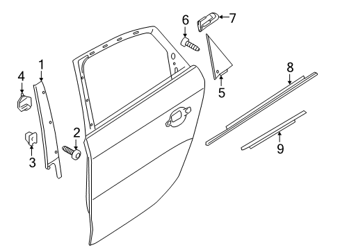2009 Audi A4 Exterior Trim - Rear Door Diagram