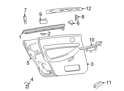 1997 Audi A4 Interior Trim - Rear Door Diagram