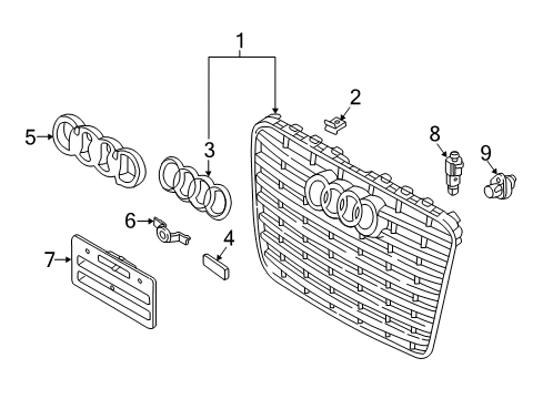 2015 Audi A8 Quattro Grille & Components Diagram