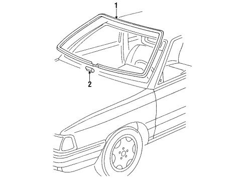1990 Audi V8 Quattro Glass - Windshield Diagram
