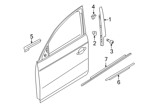 2009 Audi A4 Exterior Trim - Front Door Diagram