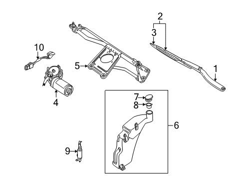 1998 Audi A8 Wiper & Washer Components Diagram