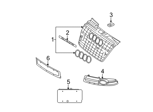 2007 Audi A4 Grille & Components Diagram