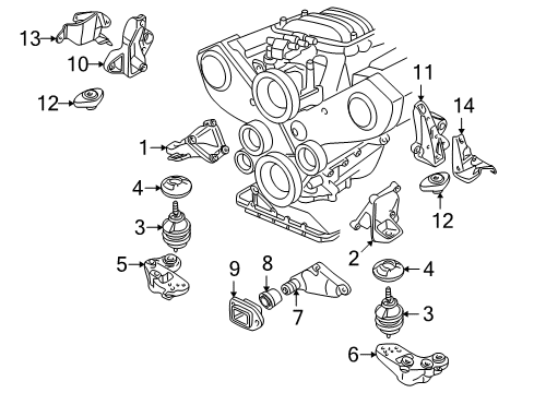 2002 Audi Allroad Quattro Engine & Trans Mounting Diagram
