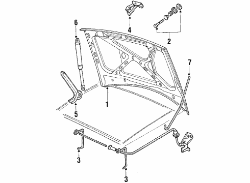 1988 Audi 80 Quattro Hood & Components Diagram