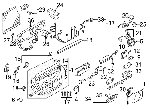 2008 Audi S8 Interior Trim - Rear Door Diagram