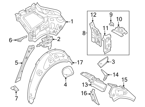 2022 Audi Q4 e-tron Inner Structure - Quarter Panel Diagram 2