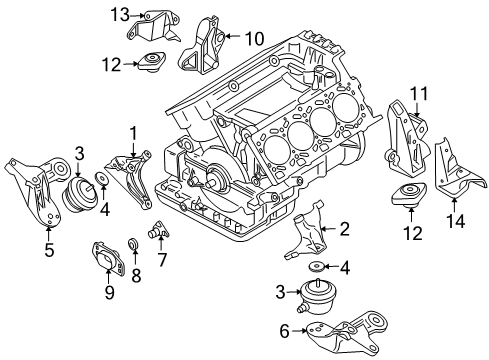 2004 Audi Allroad Quattro Engine & Trans Mounting Diagram 3