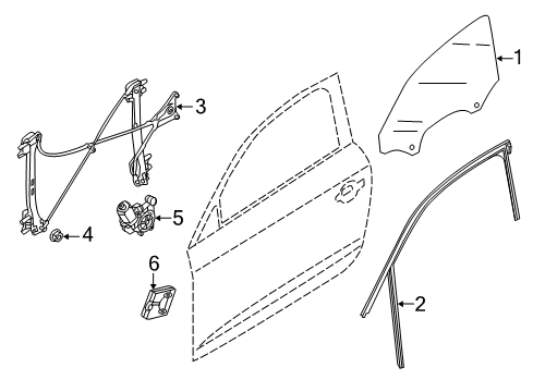2018 Audi S3 Glass - Door Diagram