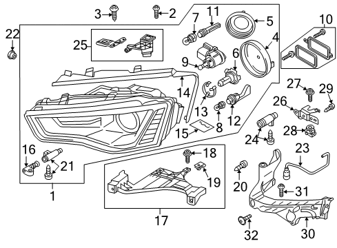 2013 Audi S5 Headlamp Components Diagram 6