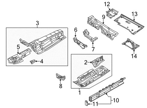 2013 Audi S6 Floor & Rails Diagram