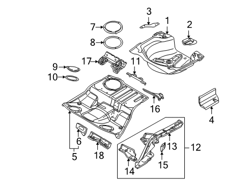 2005 Audi S4 Rear Floor & Rails Diagram 4
