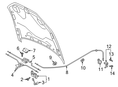 2025 Audi A8 Quattro Hood & Components Diagram 2