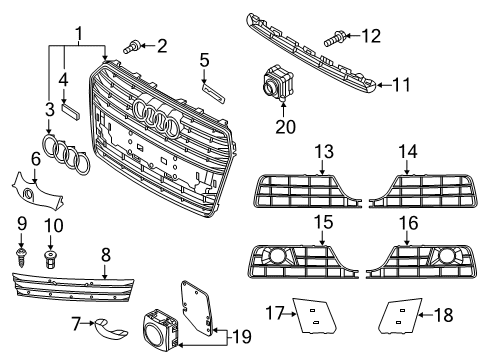 2016 Audi A7 Quattro Grille & Components Diagram