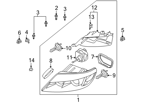 2011 Audi Q7 Headlamp Components Diagram 3