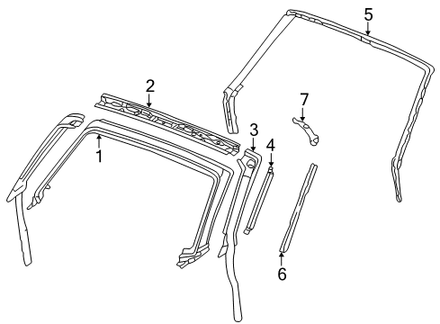 2002 Audi TT Windshield Header & Components Diagram