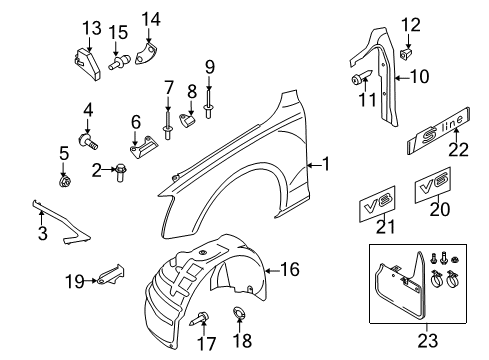 2008 Audi S5 Exterior Trim - Fender Diagram