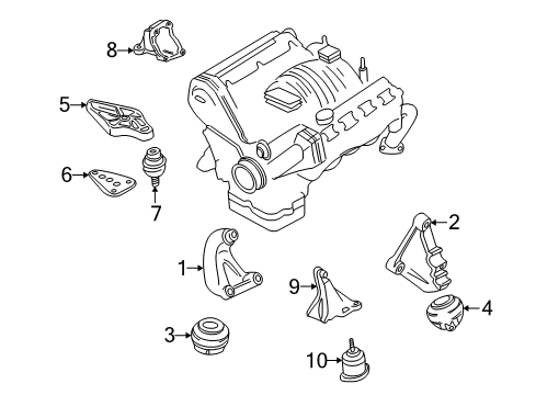 1998 Audi A8 Quattro Engine & Trans Mounting Diagram