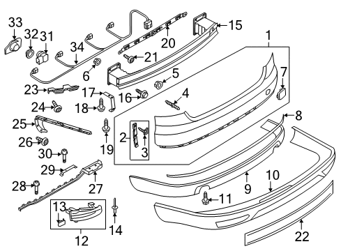 2013 Audi A8 Quattro Bumper & Components - Rear Diagram