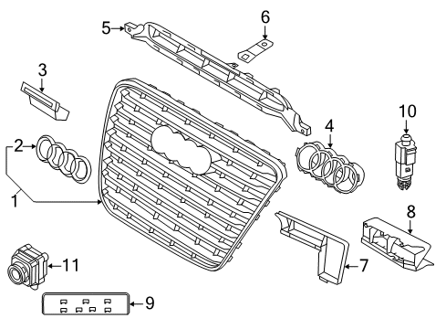 2013 Audi S8 Grille & Components Diagram