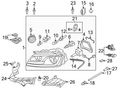 2011 Audi S5 Headlamp Components Diagram 5