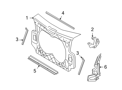 2007 Audi S6 Radiator Support Diagram for 4F0-805-594-K