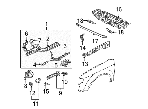2008 Audi A4 Structural Components & Rails Diagram 2
