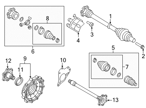 2012 Audi Q5 Inner Joint Assembly Diagram for 8K0-498-103-B