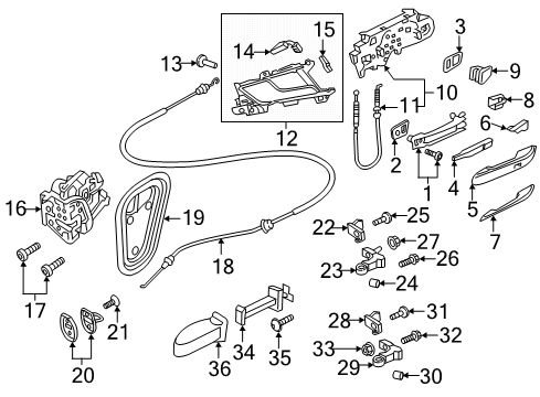 2024 Audi A4 allroad Rear Door - Lock & Hardware Diagram