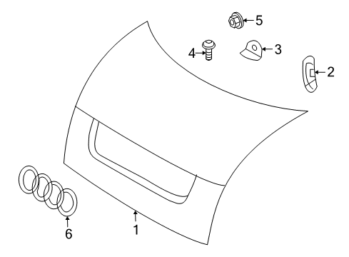 2010 Audi R8 Exterior Trim - Engine Lid Diagram
