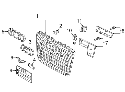 2017 Audi A8 Quattro Grille & Components Diagram