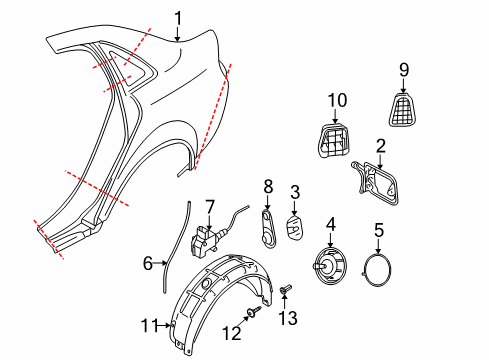2008 Audi A4 Quarter Panel & Components Diagram