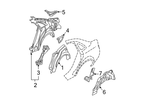 2006 Audi A4 Inner Structure - Quarter Panel Diagram
