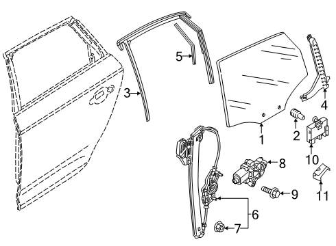 2021 Audi Q5 Glass - Door Diagram 2