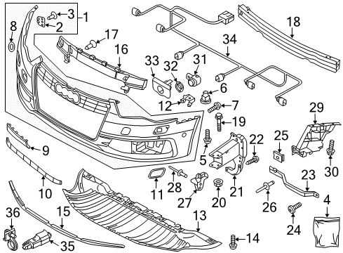 2012 Audi A6 Quattro Bumper & Components - Front Diagram