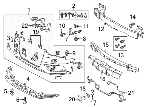 2016 Audi A3 Sportback e-tron Bumper Cover Diagram for 8V0-807-065-H-GRU