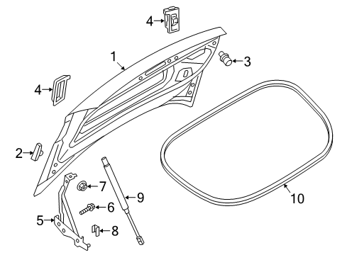 2021 Audi TT Quattro Trunk Lid & Components Diagram