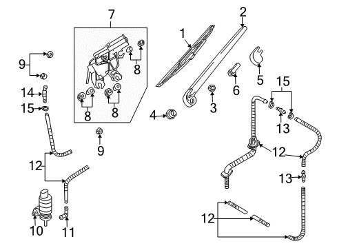 2013 Audi Q7 Rear Wiper Components Diagram