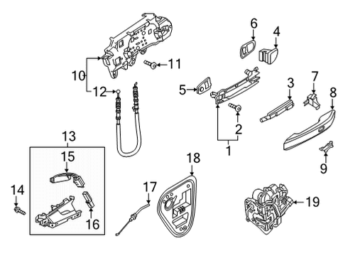 2024 Audi RS5 Sportback Rear Door - Lock & Hardware Diagram