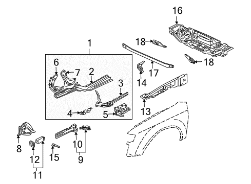 2005 Audi A4 Structural Components & Rails Diagram 3