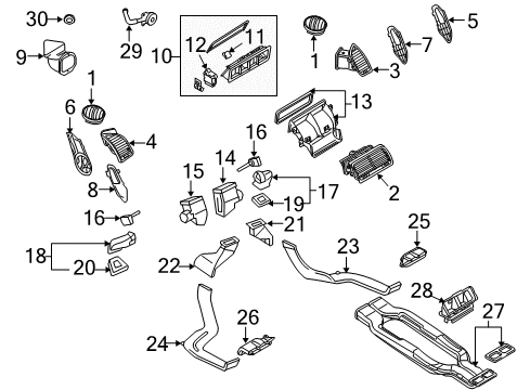 2008 Audi Q7 Air Vent Diagram for 4L0-819-793-1GK