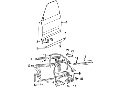 1997 Audi A6 Door & Components Diagram