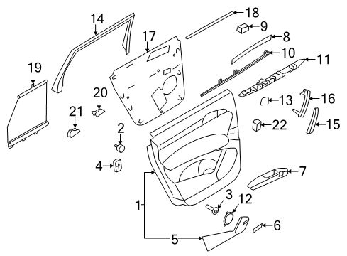2011 Audi Q7 Interior Trim - Rear Door Diagram