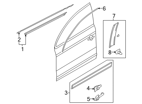 2007 Audi Q7 Exterior Trim - Front Door Diagram