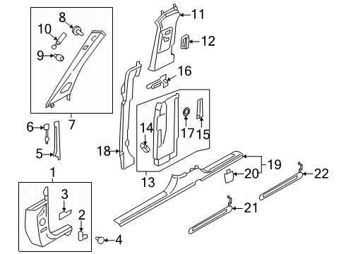 2025 Audi SQ7 Interior Trim - Pillars Diagram